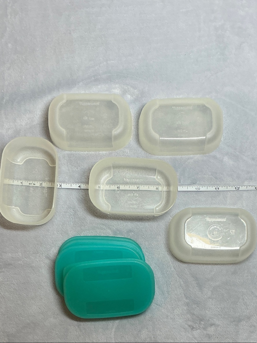 Tupperware Translucent White and Teal Food Storage Lids (Set)